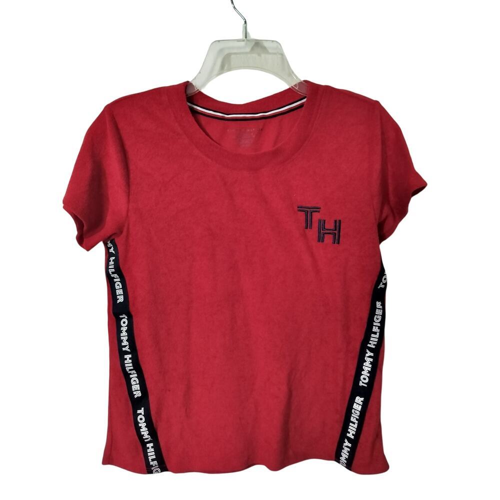 3465) Tommy Hilfiger Sleepwear Red Logo Tape Short Sleeve Top Size Small